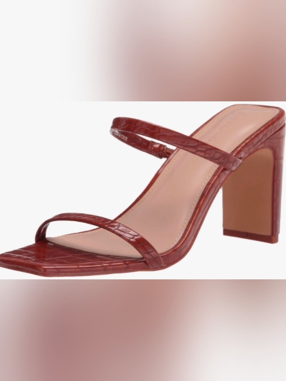 New-The Drop Women's Avery Square Toe Two Strap High Heel Sandal Tortoise Shell